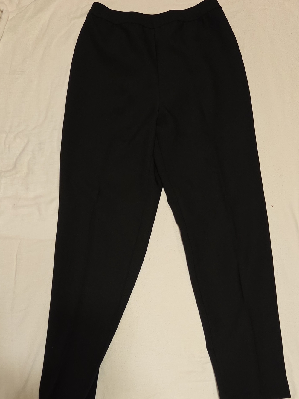 Bend Over Women's Black Solid Dress Pants Flat Front  Elastic Waist